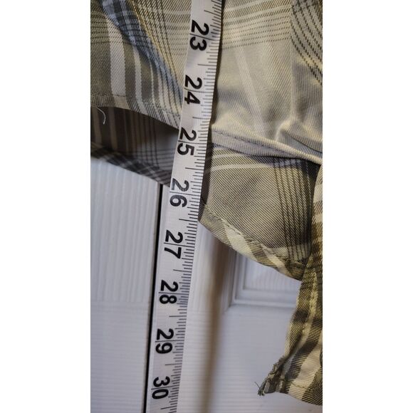 Como Vintage Women's Large Green Plaid Button Up Front Tie Short Sleeve Shirt - Picture 5 of 6